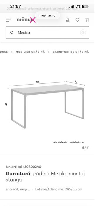 Masă terasă din set