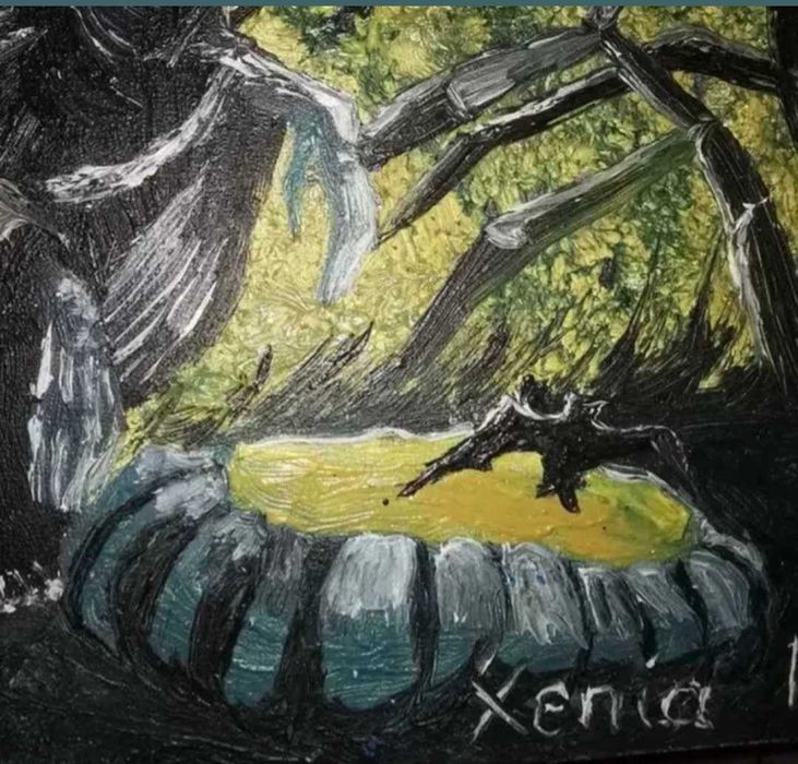 Tablou original ulei pe lemn, gothica Autumna