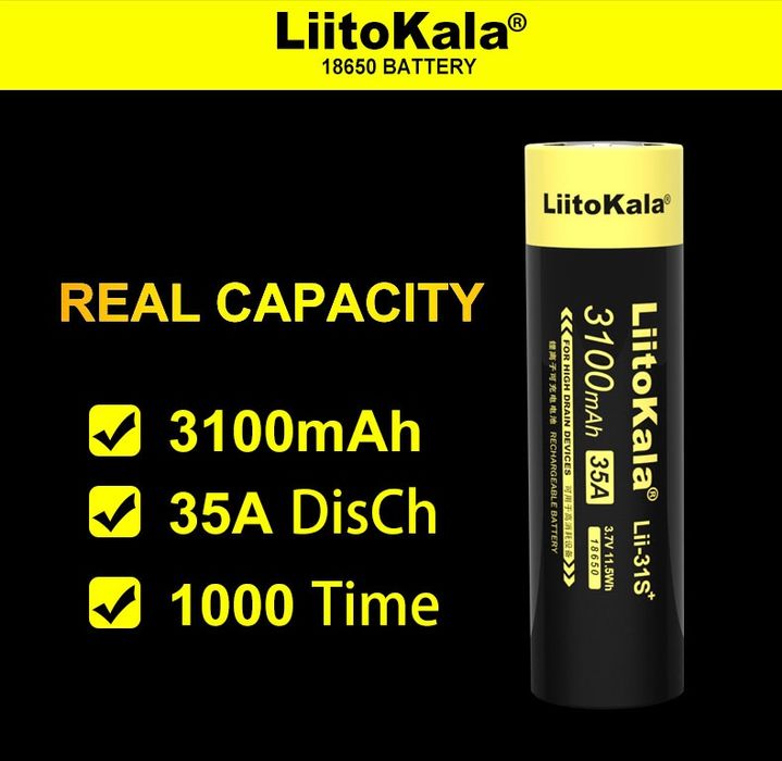 Acumulator Liitokala Lii-S31 Pol plat 3.7V/4.2V Li-ion 3100mA 35A