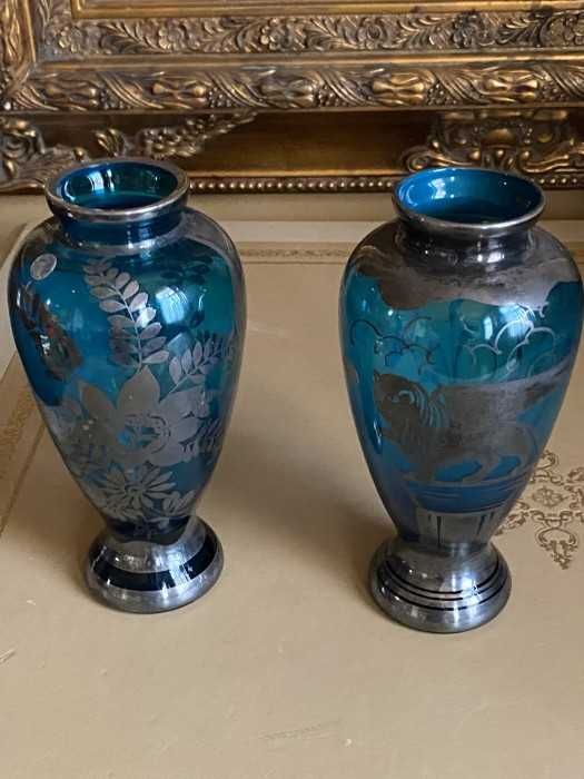 Elegant set 2 vaze Studio Art Murano-argint 925-Italia