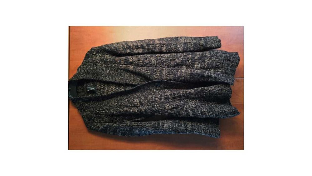Miss Ashley - cardigan tricotat cu guler șal, maro, XL