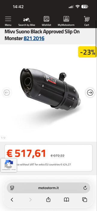 Toba moto/evacuare  mivv carbon cu cod omologare cu silencer