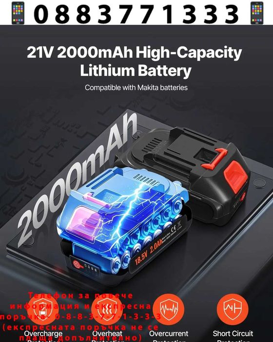 НЕМСКИ Акумулаторен пистолет за гресиране 20V + ЛЕД ФЕНЕР