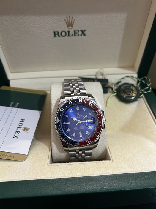 Ceas tip GMT Master II Pepsi albastru rosu full set cutie mare nou