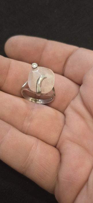 Inel argint quartz roz