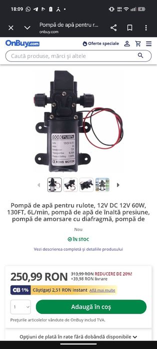 Pompă de apă sub presiune 12V- rulota-irigatii-camping