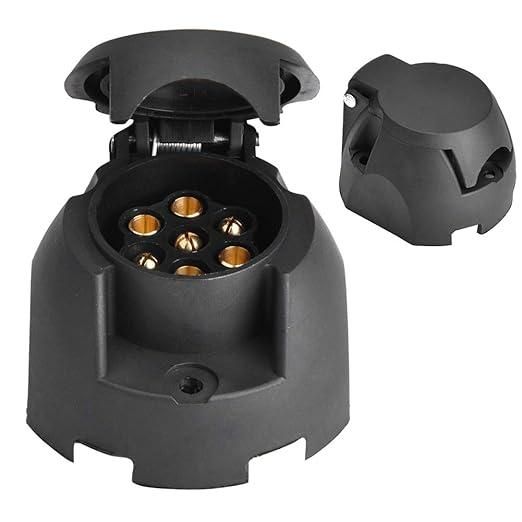 Букса за ремарке пластмасова 7-щифтов кабелен конектор с кръгло гнездо