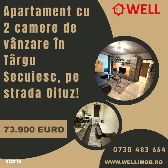 Apartament cu 2 camere de vânzare în Târgu Secuiesc, pe strada Oituz!
