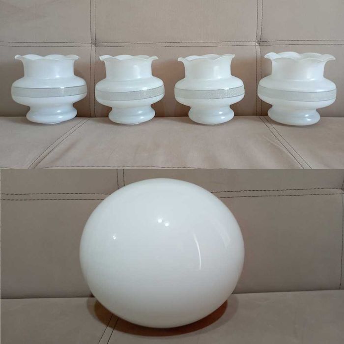 Много голяма стъклена сфера - глобус за лампа или полилей