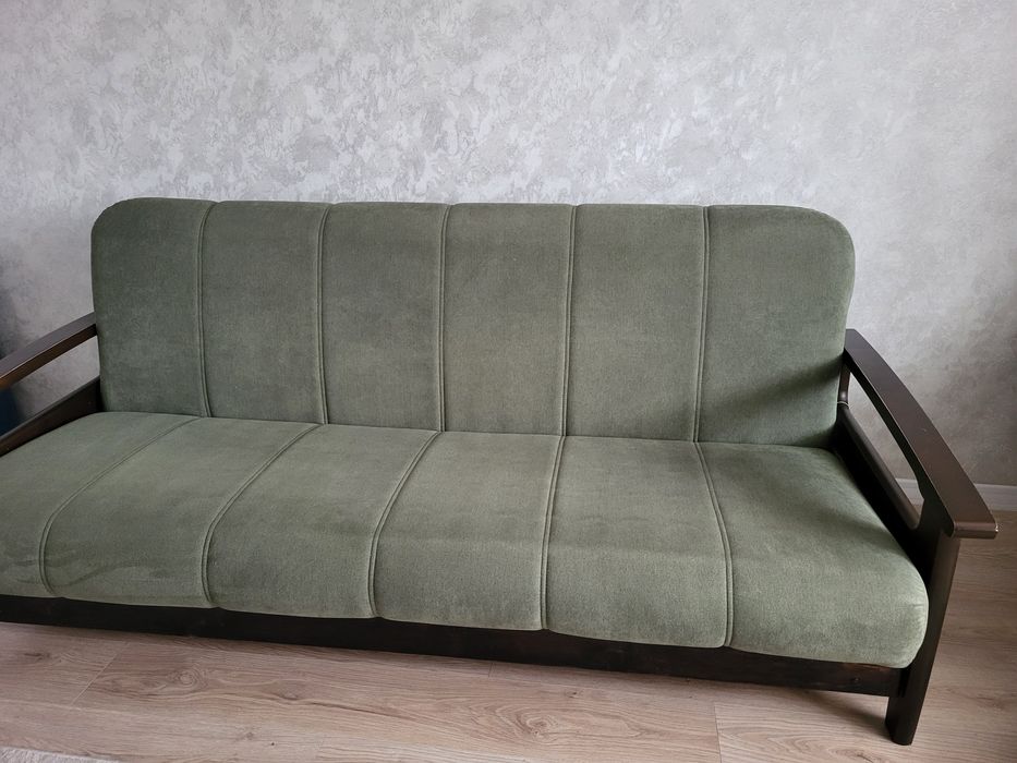 диван раскладной, цвет темно зеленый, расклад книжка