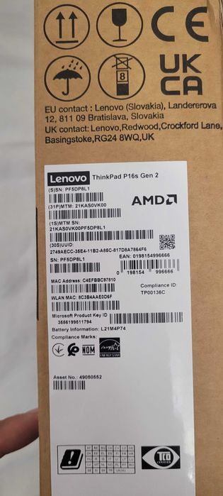 Laptop ThinkPad P16s Gen 2 , Ryzen 7 PRO 7840U , 32 gb ddr5 , nou