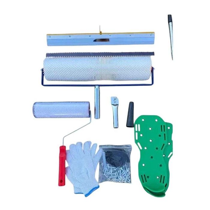 К-т за саморазливни замазки (валяк, ракел, обувки с шипове, удължител)