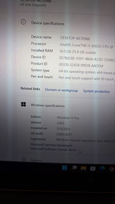 HP Elitebook Dragonfly - 13inch, touchscreen