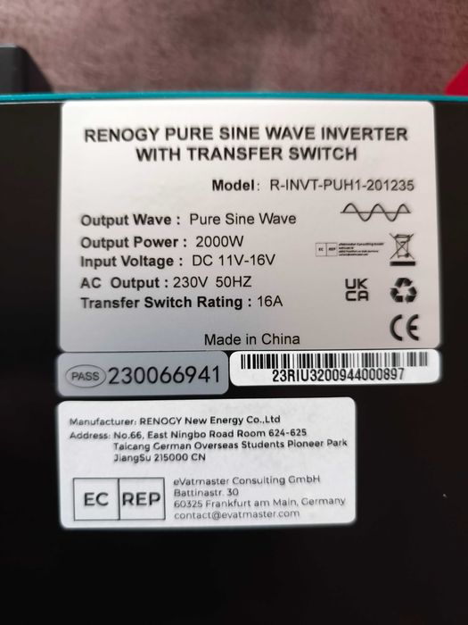 Renogy 2000W Pure Sinus Inverter 220V