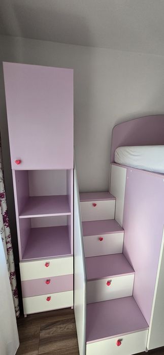 Mobila camera copii, 2 paturi suprapuse, saltele incluse