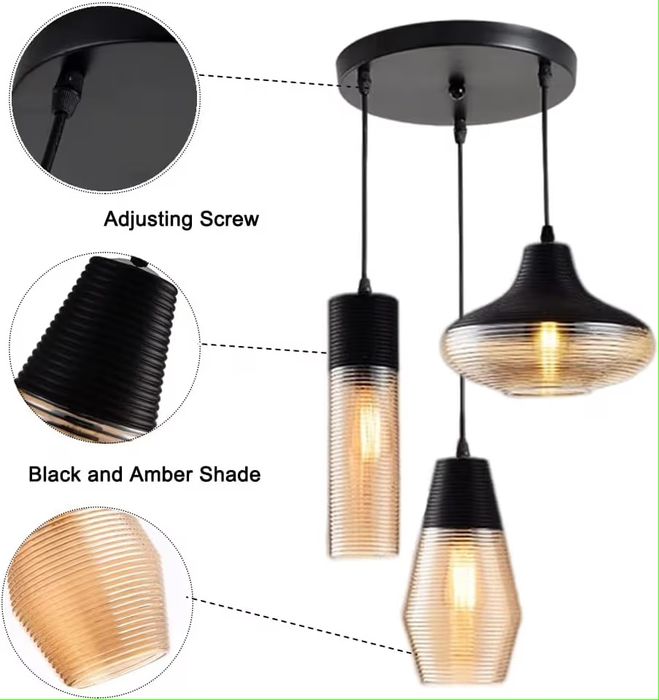 Висяща таванна лампа модерна кристална лампа с три глави индустриален