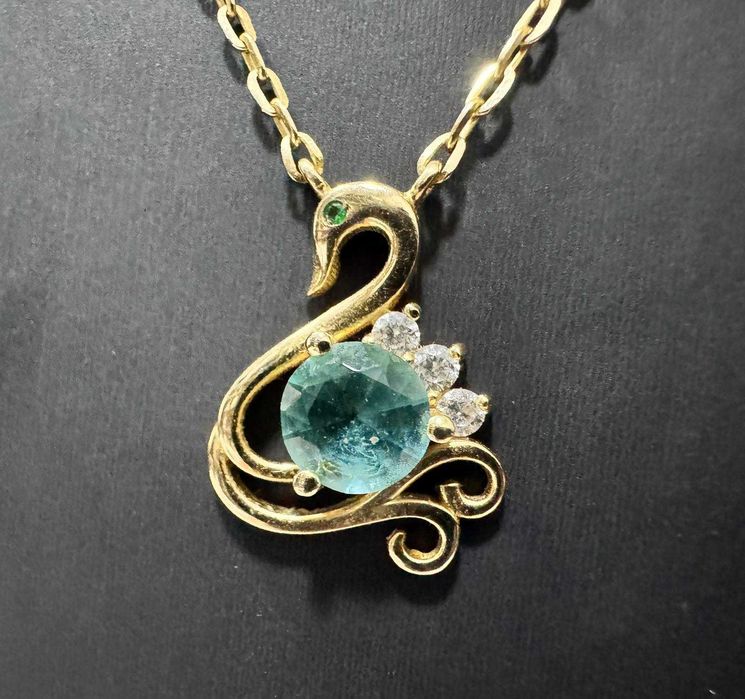 Златен синджир с висулка лебед  14K 585/ 5.19 гр – Italy
