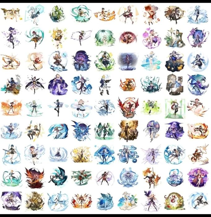 Аниме стикери Genshin Impact 50бр комплект