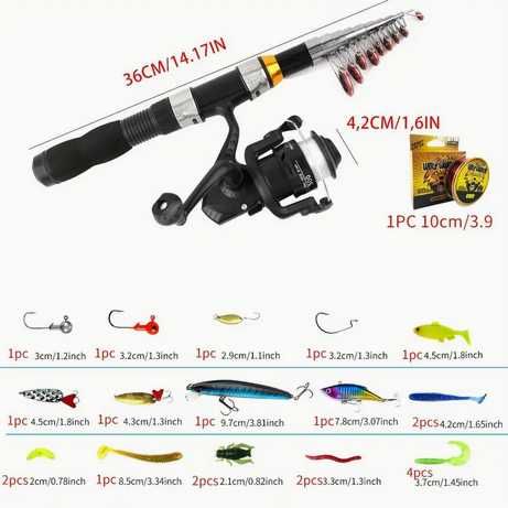 Комплект от 2 телескопични въдици 2,1 м 2,3 м,макари,аксесоари+калъф