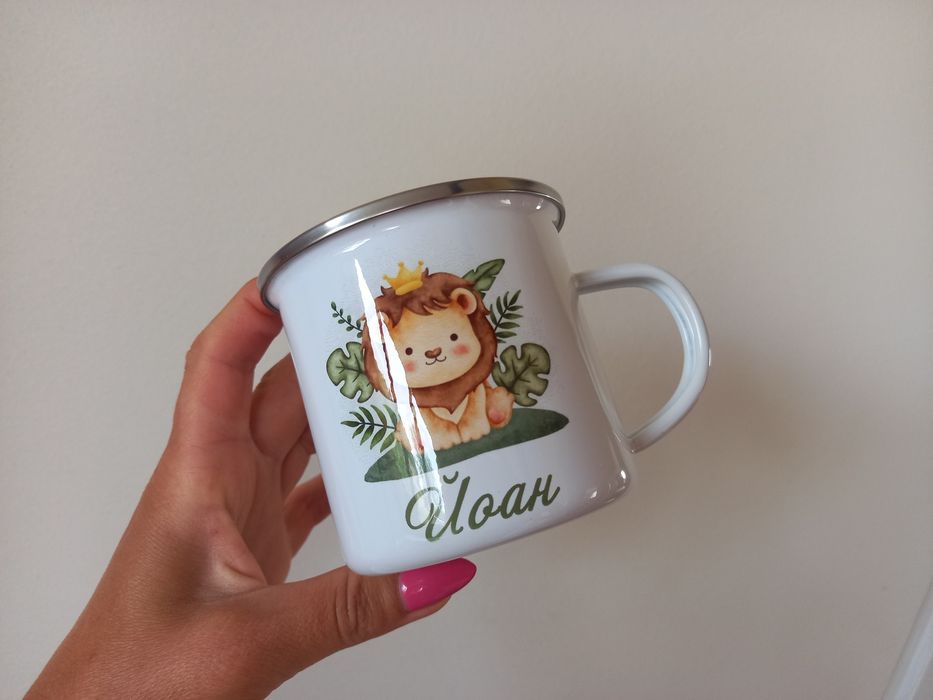 Емайлирано канче с надпис по желание за Осми март