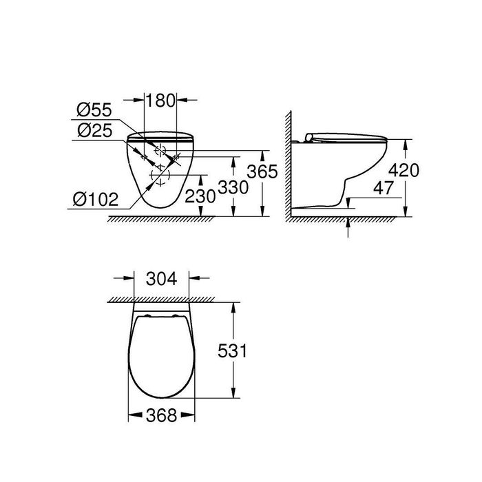 Инсталляция с подвесным унитазом GROHE