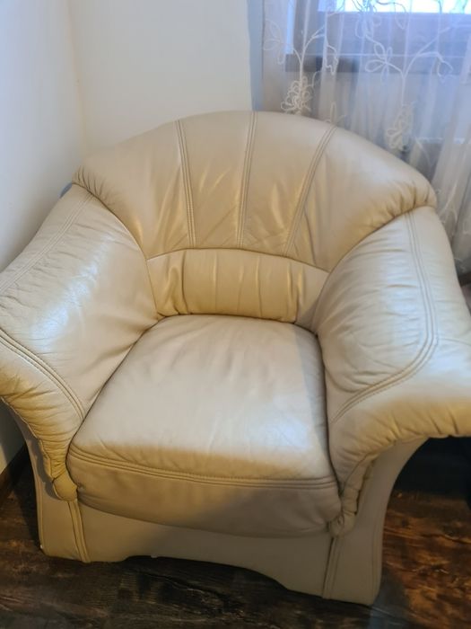 Set canapele piele crem 3-2-1