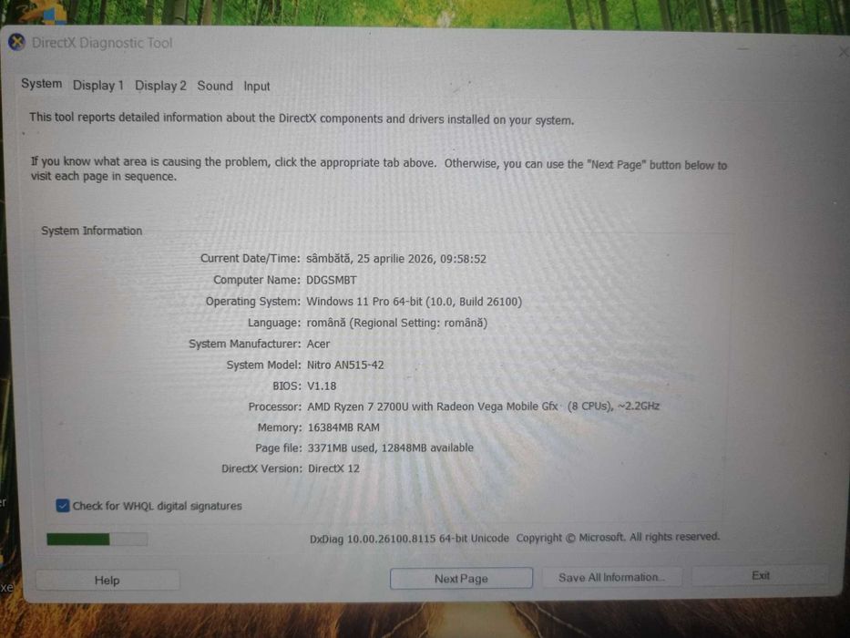 Laptop acer nitro gaming amd ryzen