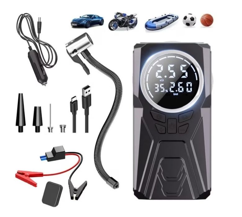 Starter auto compresor aer portabil robot pornire Power Bank 6000mAh 150PSI ecran digital 3 moduri de lumina led