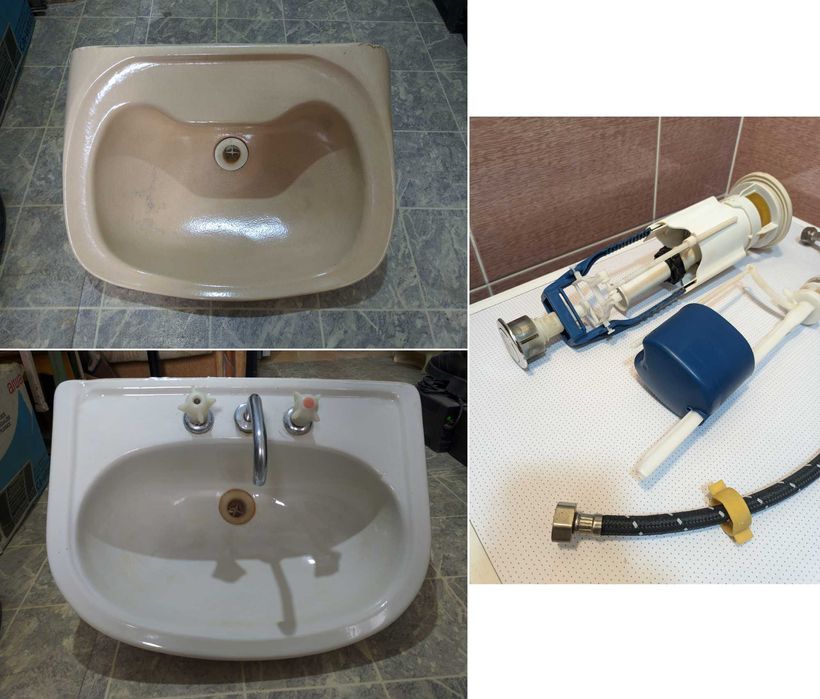 Раковина, умывальник. Rakovina. Детали, клапан, арматура, шланг.