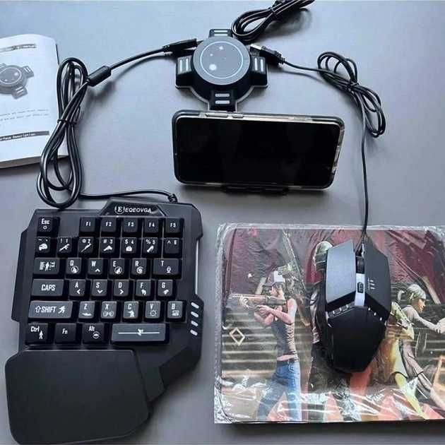 Гейминг Комплект Клавиатура Мишка и Хъб 5в1 за телефон, MOBILE GAME