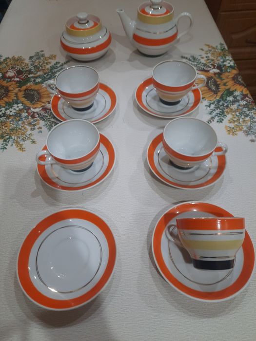 Чайный сервиз "Радиоволны" на 5 персон. Барановского ФЗ, клеймо 1960-7