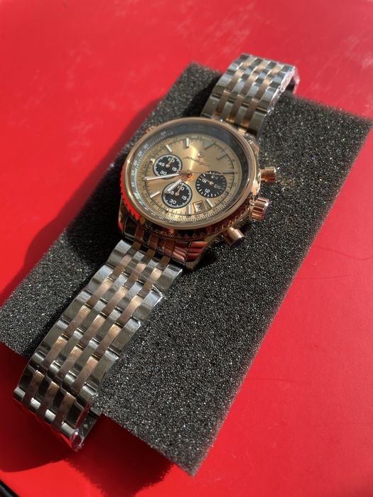 Ceas Poedagar nou, cronograf, oțel inoxidabil + accesorii