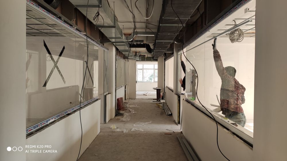 Калёное стекло, алюкобонд, туникабонд, стеклянные перегородки, алкафон