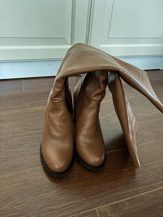 Cizme piele maro cu toc