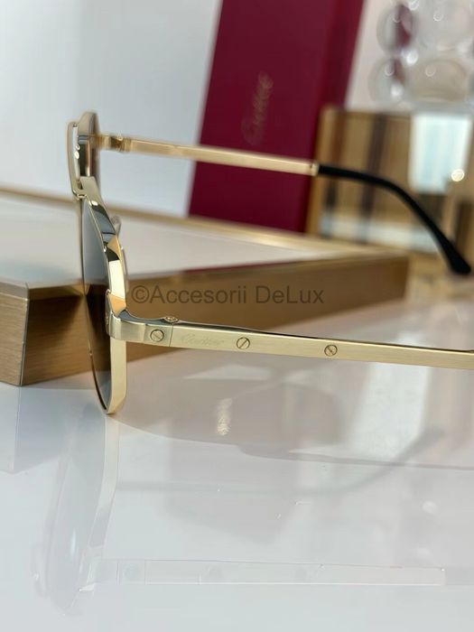 Ochelari de Soare Cartier Aviator CT0462S Full Box Santos De Cartier [Verificare Colet] Gold