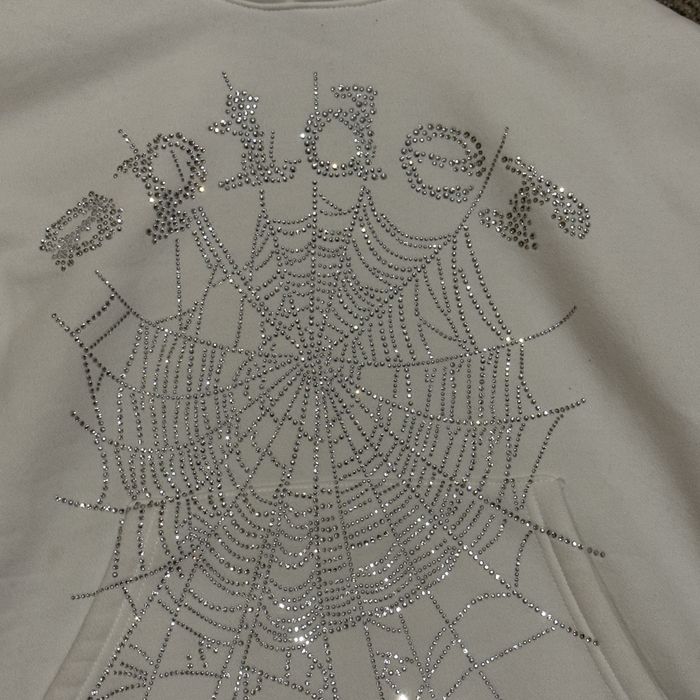 Hanorac Spider alb cu strasuri (rhinestone)