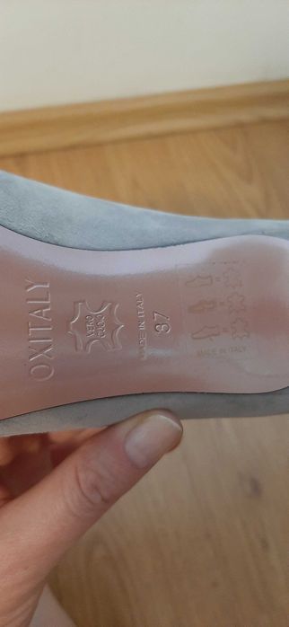 Pantofi gri, piele int, ext, talpa, marime 37