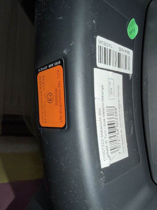 Scaun auto 360 BeSafe iZi Turn i-Size gri metallic melange cu insertii pentru nou-nascut