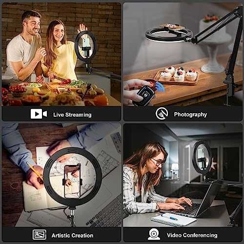 Нова Пръстеновидна Светлина 3 Цвята + Стойка за Телефон Стрийминг