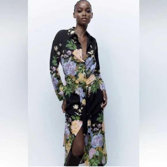 ZARA рокля тип риза на цветя