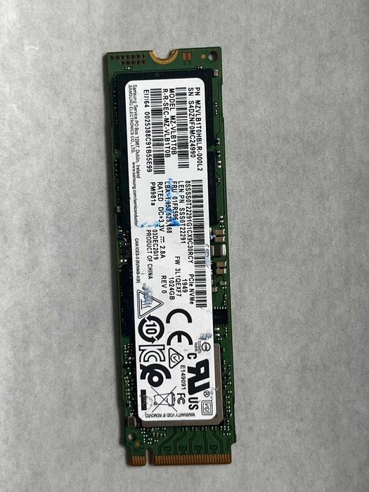 Ssd 1Tb m2 NVMe SAMSUNG PM981a PCIE Gen 3 x4 M.2  -100% Viata- 70 zile folosit