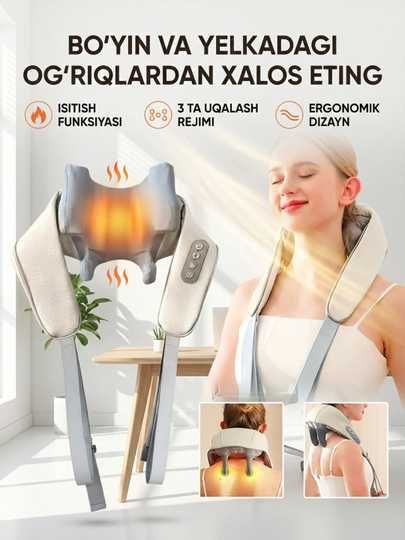 Bo‘yin  yelka MASSAJOR isitish funksiyali 3 rejimli uy va ofis uchun