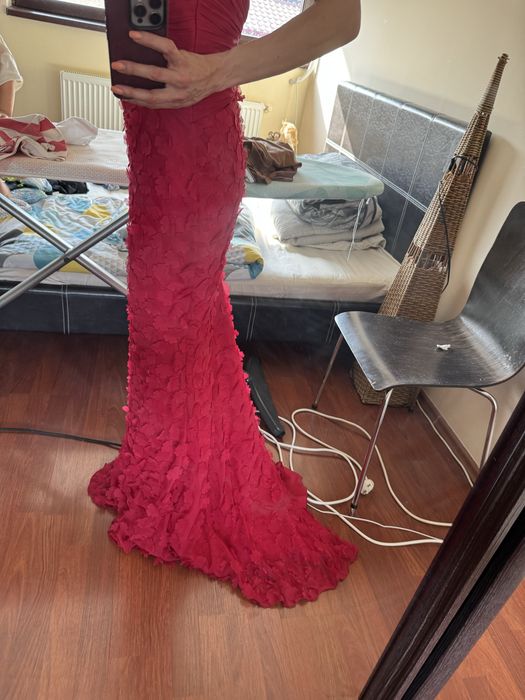 Rochie rosie lungă Tarık Ediz US 8 – nouă cu eticheta