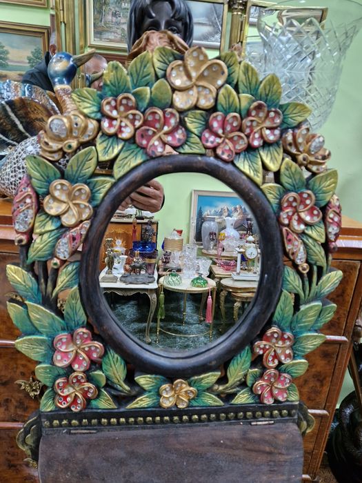 Много старо английско антикварно дървено огледало