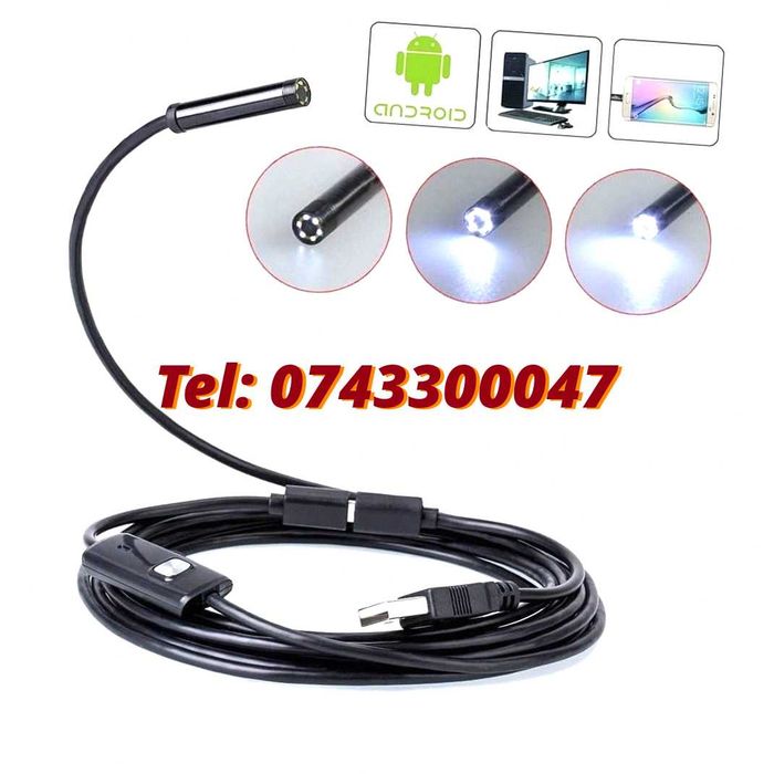 Camera Video Endoscop Foto / Video Diametru 5.5Mm , Fir Adaptor 2M , Waterproof Pentru Conectare Echipamente Compatibile