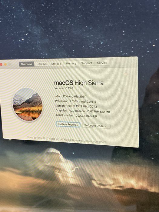 iMac 27” Mid 2011 20GB/1TB