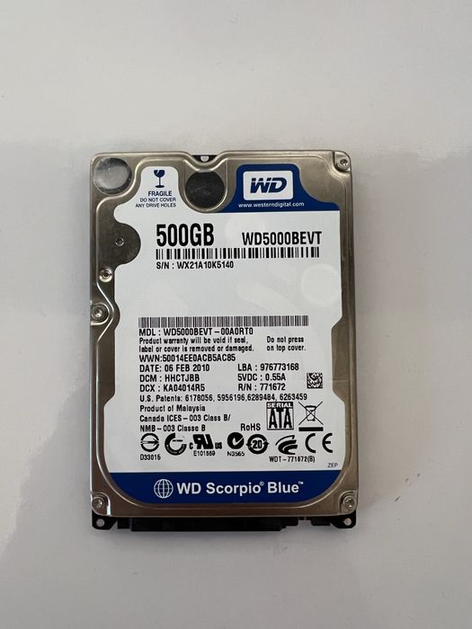 Hard disck laptop WD 500 GB