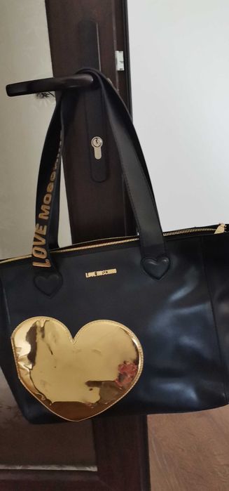 Moschino Love, geantă shopper neagră, superba!