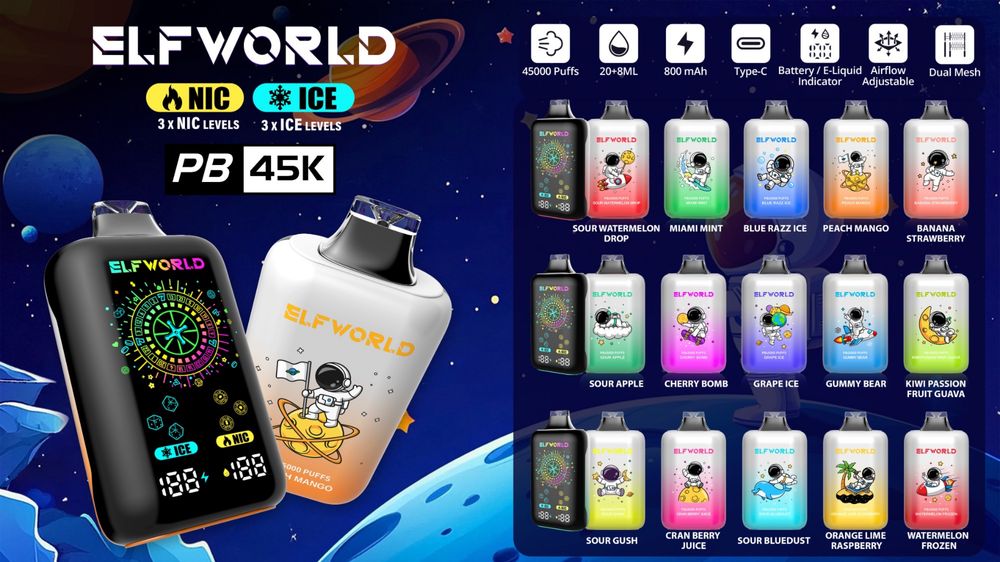Vape Elfworld 45k Puffs | Nivel reglabil pentru nic si ice | 3 trepte