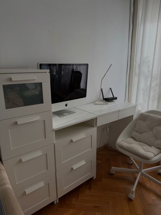 Тоалетка IKEA BRIMNES + стол + шкаф  – бели, добро състояние